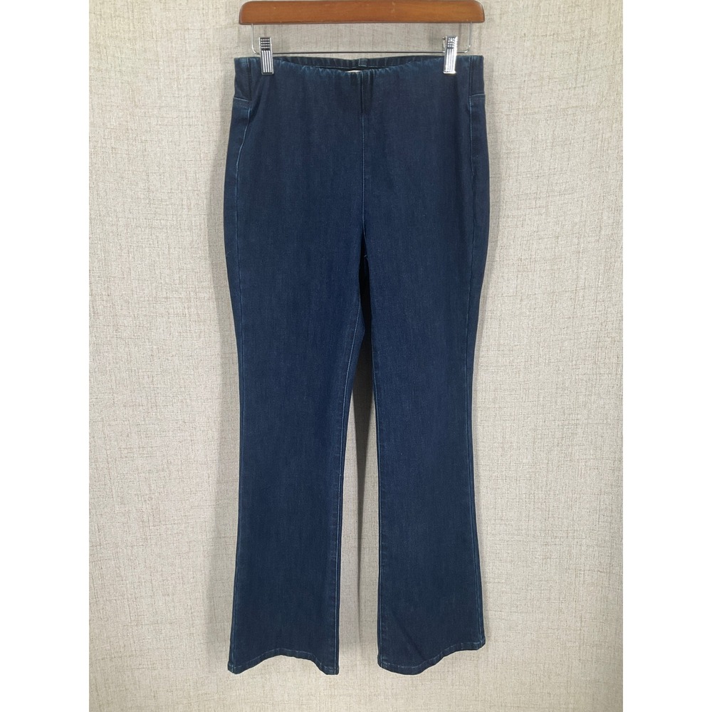 Soft‎ Surroundings Jeans Womens S Blue Cotton Stretch Pull On Bootcut Dark Wash